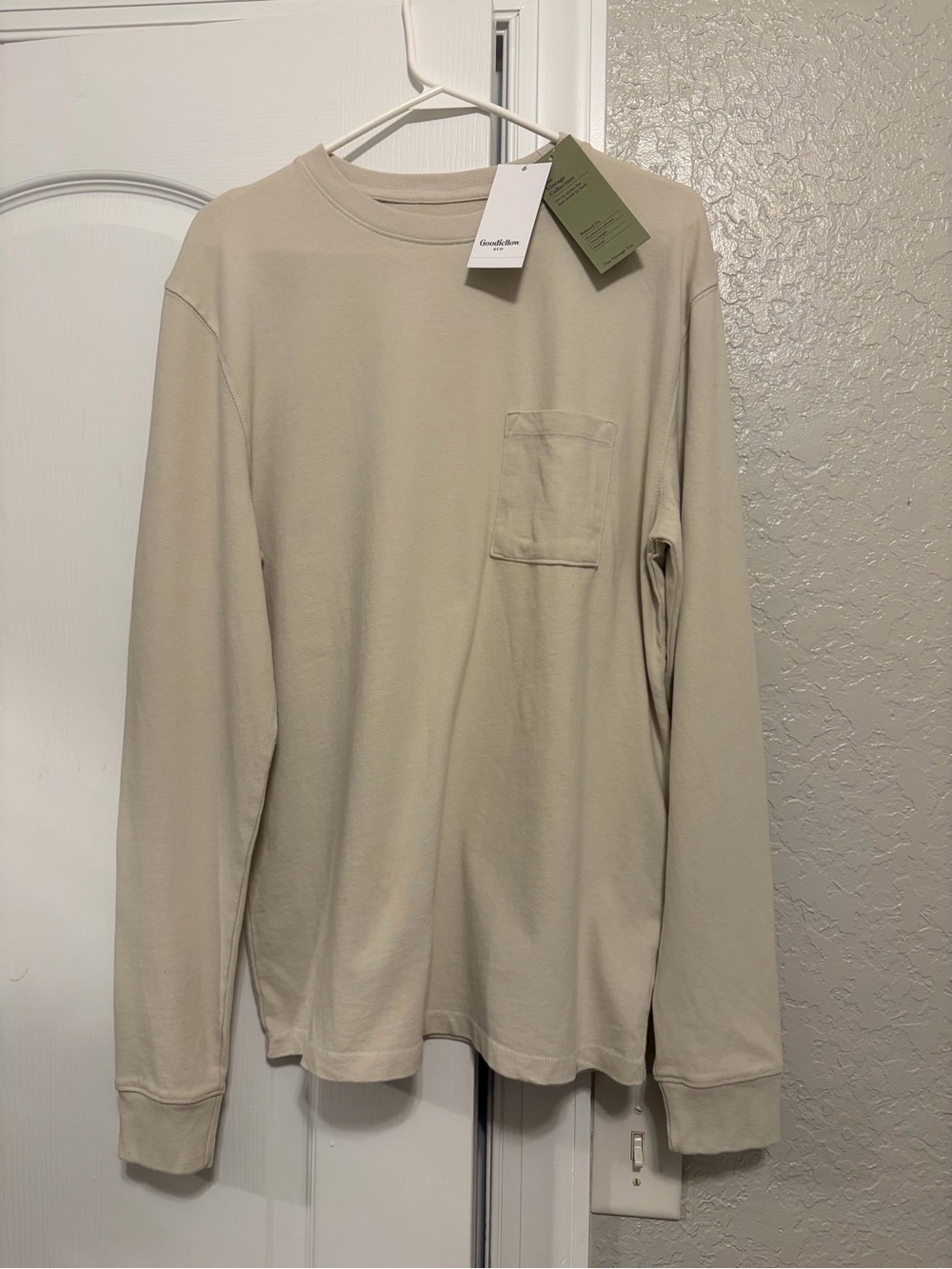 Goodfellow & Co Men’s Long-Sleeve Pocket Tee - Beige
